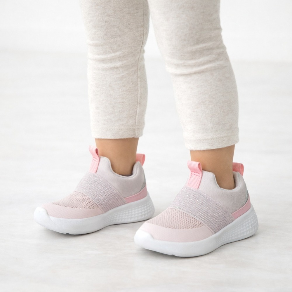 Cat & Jack Toddler Girls Sneakers Size 5 Pink Gray Slip On Lightweight Shoes